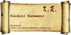 Kovácsi Radamesz névjegykártya
